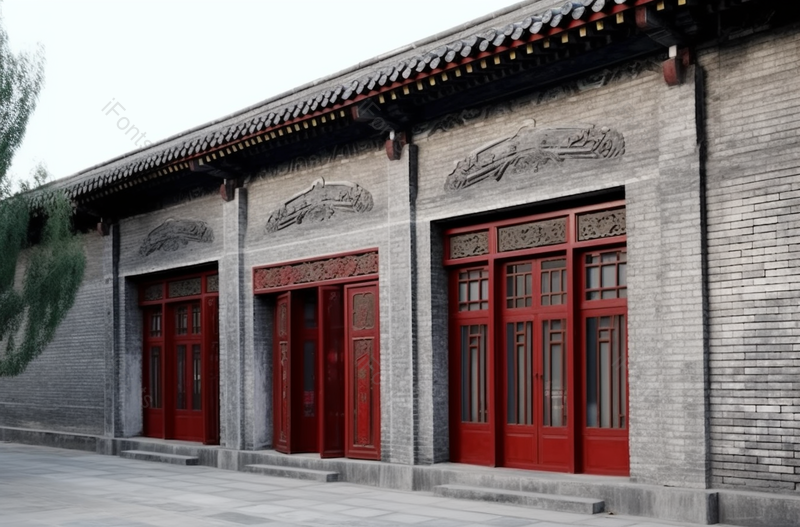 古典四合院院墙红色门口摄影图,高清,摄影图,摄影图片,图片大全,摄影图免费下载